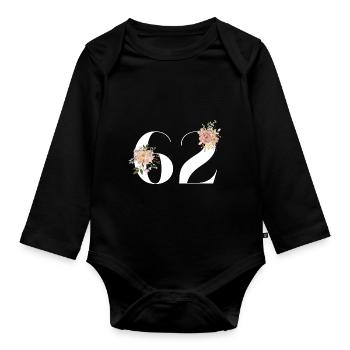 62nd anniversary flowers (Gift of 62 years) - Organic Longsleeve Baby Bodysuit - black - Front