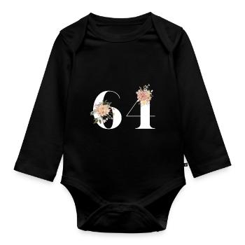 64th anniversary in bloom (Gift of 64 years) - Organic Longsleeve Baby Bodysuit - black - Front