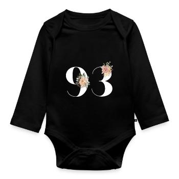 93rd Anniversary Flowers (Gift of 93 years) - Organic Longsleeve Baby Bodysuit - black - Front