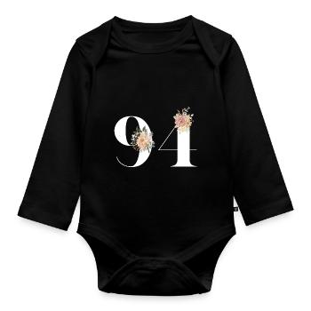 94th Anniversary Flowers (Gift of 94 years) - Organic Longsleeve Baby Bodysuit - black - Front