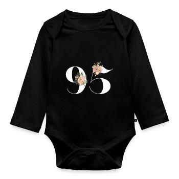 95th Anniversary flowers (Gift of 95 years) - Organic Longsleeve Baby Bodysuit - black - Front