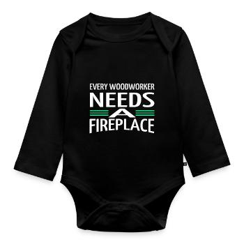 funny quote woodworker apprentice felling - Baby Bio-Langarm-Body - Schwarz - Vorne