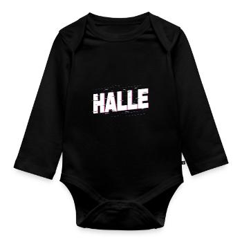 Halle Saale Germany City Font Home - Organic Longsleeve Baby Bodysuit - black - Front