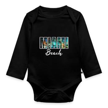 miami beach - Baby Bio-Langarm-Body - Schwarz - Vorne