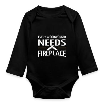 carpenter jokes tshirts arborists chainsaw grab - Organic Longsleeve Baby Bodysuit - black - Front