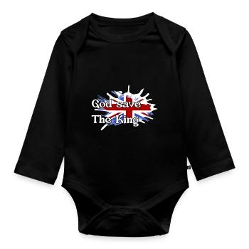 god save the king - New King England - Organic Longsleeve Baby Bodysuit - black - Front