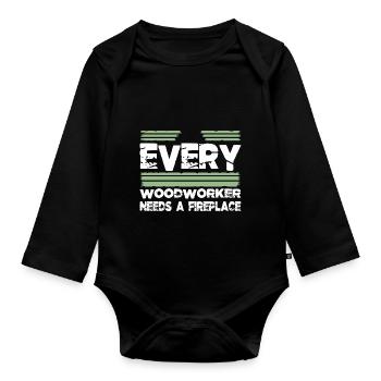 charpentier scie charpentier drôle tshirts cutter - Body Bébé bio manches longues - noir - Devant