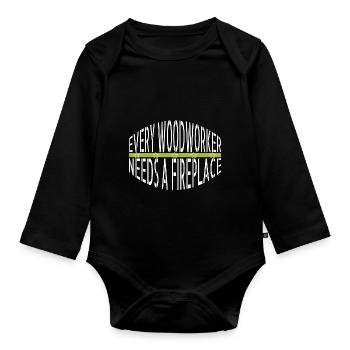 apprentice lets play carpenter tshirts funny - Organic Longsleeve Baby Bodysuit - black - Front