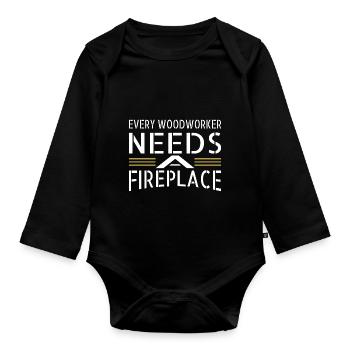 carpenter plumber chainsaw forest work woodcutter - Organic Longsleeve Baby Bodysuit - black - Front