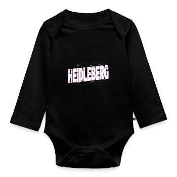 Heidelberg Deutschland Stadt Schrift Heimat Liebe - Baby Bio-Langarm-Body - Schwarz - Vorne