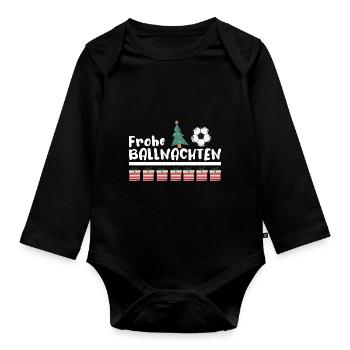 Frohe Ballnachten Lustig Funny Fußball Katar - Baby Bio-Langarm-Body - Schwarz - Vorne