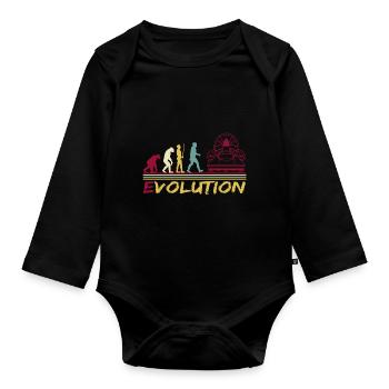 Airboat Swamp Boat Hovercraft Evolution Vintage - Organic Longsleeve Baby Bodysuit - black - Front