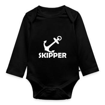 Skipper Sailing Water Sports - Organic Longsleeve Baby Bodysuit - black - Front