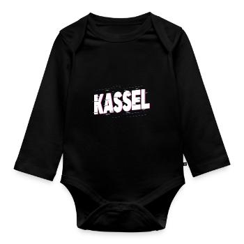 Kassel Germany City Font Home Love - Organic Longsleeve Baby Bodysuit - black - Front
