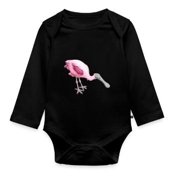 spatule rose - Body Bébé bio manches longues - noir - Devant
