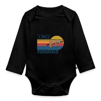 I Nap Periodically Vintage Funny Science Sloth - Organic Longsleeve Baby Bodysuit - black - Front