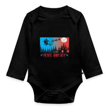 Paix et joie - Body Bébé bio manches longues - noir - Devant