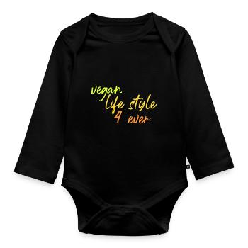 mode de vie végétalien 4 ever - Body Bébé bio manches longues - noir - Devant