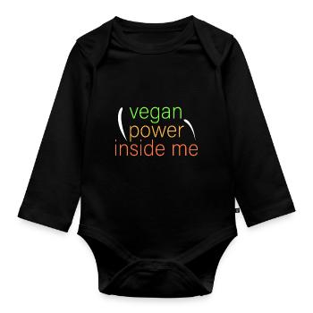 vegan power in me - Organic Longsleeve Baby Bodysuit - black - Front
