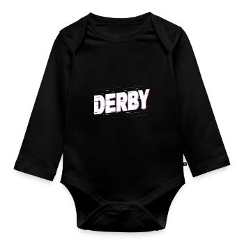 Derby Angleterre UK City Font Accueil Amour - Body Bébé bio manches longues - noir - Devant