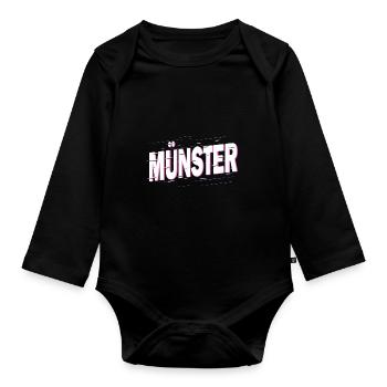 Münster Allemagne City Font Home Love - Body Bébé bio manches longues - noir - Devant