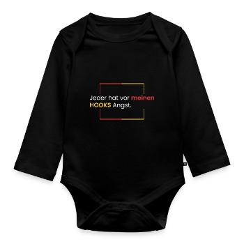 Fear of my HOOKS - Organic Longsleeve Baby Bodysuit - black - Front