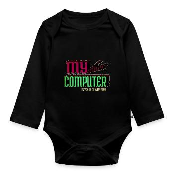 Present Hacking Coding Hacking Computer - Organic Longsleeve Baby Bodysuit - black - Front