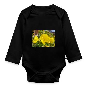 common evening primrose Oenothera biennis - Organic Longsleeve Baby Bodysuit - black - Front