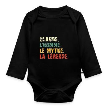 Claude l homme le mythe la légende - Body Bébé bio manches longues - noir - Devant