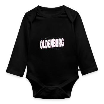 Oldenburg Deutschland Stadt Schrift Heimat Liebe - Baby Bio-Langarm-Body - Schwarz - Vorne
