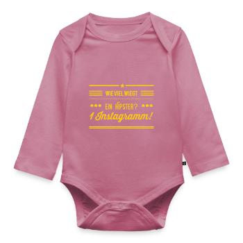 Wie viel wiegt ein Hipster? 1 Instagramm! NEU NEW - Baby Bio-Langarm-Body - Mauve - Vorne