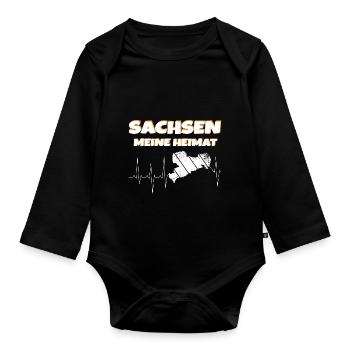 Sachsen meine Heimat - Baby Bio-Langarm-Body - Schwarz - Vorne