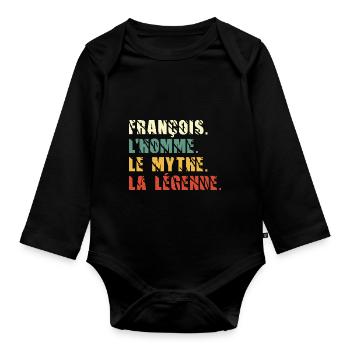 François l homme le mythe la légende - Body Bébé bio manches longues - noir - Devant
