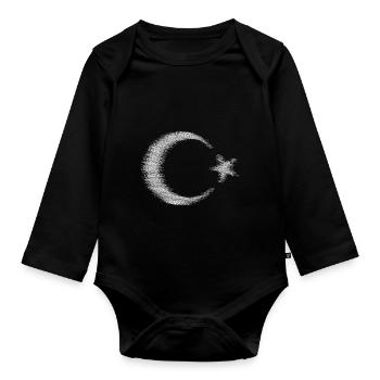 Conception de l’esquisse du drapeau de la Turquie - Body Bébé bio manches longues - noir - Devant