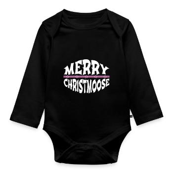 comic fun sayings christmas tree bird - Baby Bio-Langarm-Body - Schwarz - Vorne
