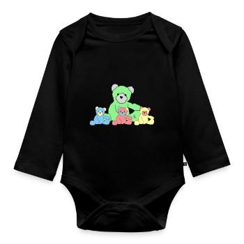Teddy - Organic Longsleeve Baby Bodysuit - black - Front