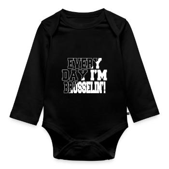 Couples Dinosaur Tshirt Happy Christmas Tree - Organic Longsleeve Baby Bodysuit - black - Front