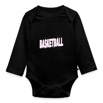 Basketball Basketball Sports Font Team Fan - Organic Longsleeve Baby Bodysuit - black - Front
