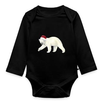 Eisbär an Weihnachten - Baby Bio-Langarm-Body - Schwarz - Vorne