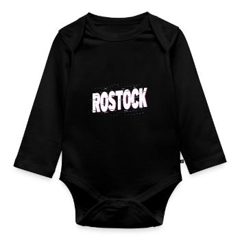 Rostock Germany City Font Home Love - Organic Longsleeve Baby Bodysuit - black - Front
