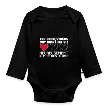 Les Jeux-Vidéos ont ruiné ma vie. - Body Bébé bio manches longues - noir - Devant