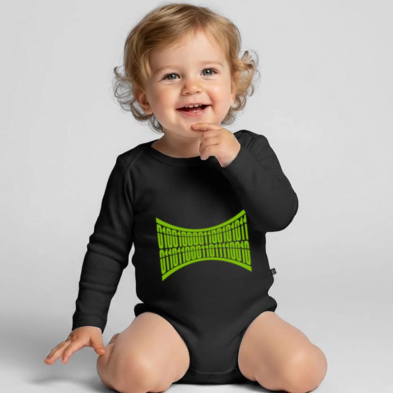Binary Code Program Language Organic Longsleeve Baby Bodysuit