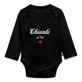 chiante au top idée cadeau - Body Bébé bio manches longues - noir - Devant