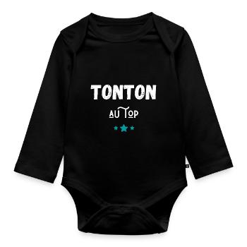 tonton au top idée cadeau - Body Bébé bio manches longues - noir - Devant