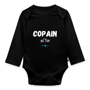 copain au top idée cadeau - Body Bébé bio manches longues - noir - Devant