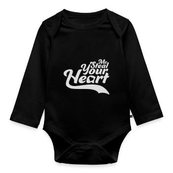Mr steal your heart - Organic Longsleeve Baby Bodysuit - black - Front