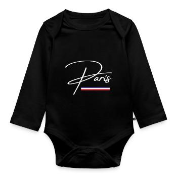 Paris Geschenkidee - Baby Bio-Langarm-Body - Schwarz - Vorne