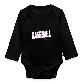 Baseball Baseballspieler Schrift Home Run Sport - Baby Bio-Langarm-Body - Schwarz - Vorne