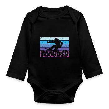 Snowboard Snowboarding Shirt - Boarder Vintage - Baby Bio-Langarm-Body - Schwarz - Vorne