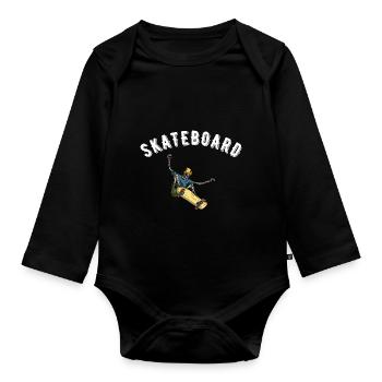 Skateboard - Baby Bio-Langarm-Body - Schwarz - Vorne